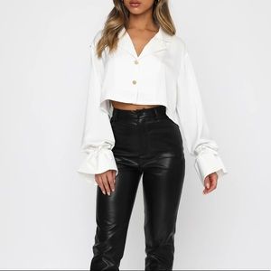 White Fox Boutique Keep Me Company Crop Satin Top